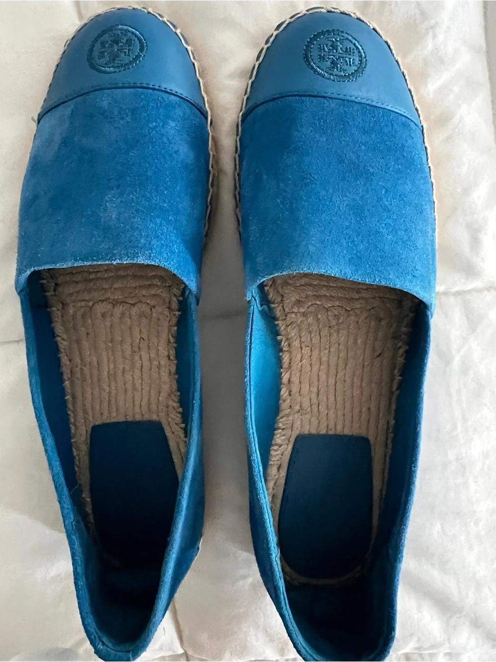 Tory Burch Electric Blue Suede Espadrille Flats
